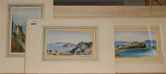 Three watercolours, Channel Islands interest, dated, 16 x 23cm